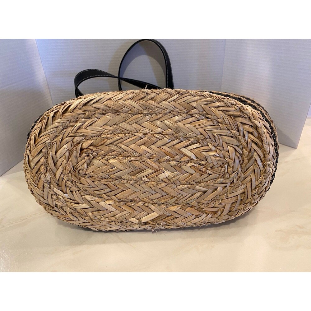 Universal Threads Bucket Bag Wicker Straw Black S… - image 3